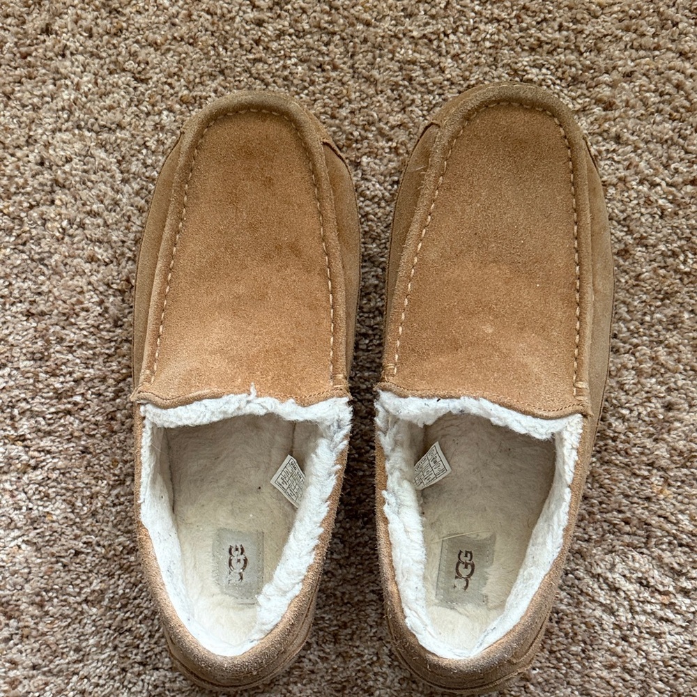 UGG Men's Chestnut Suede Shearling-Lined Moccasin Slippers